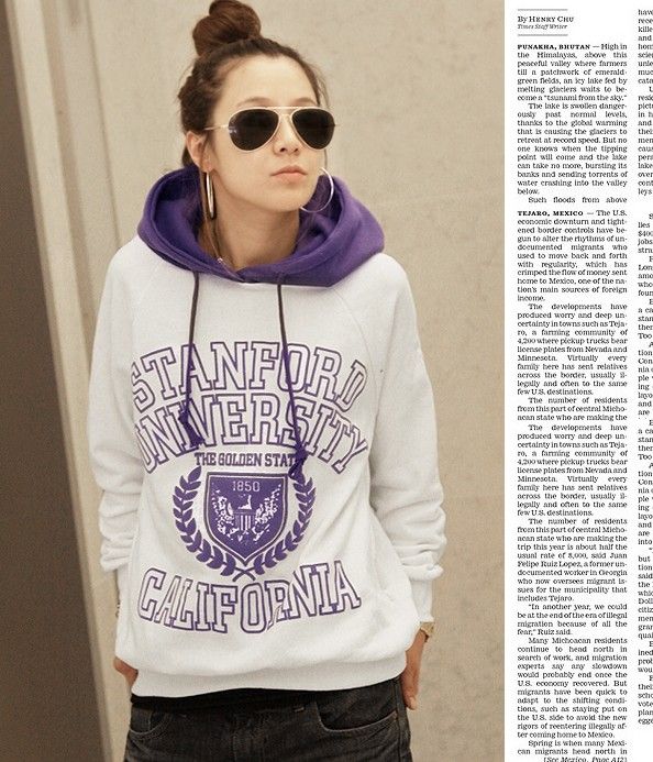 Women Casual Corea Peace Logo Cotton Hoody