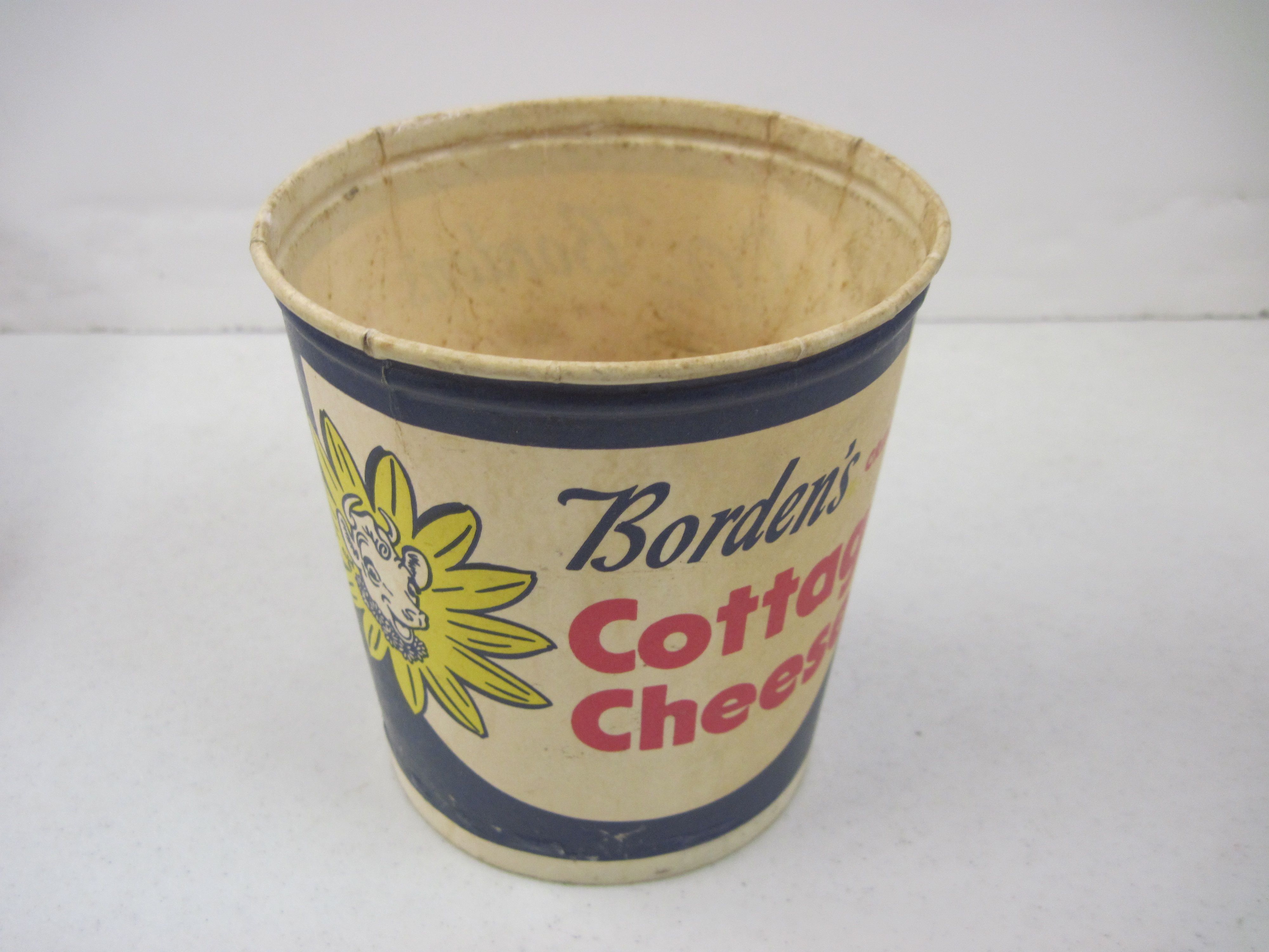 Vintage Blue Bordens Creamed Cottage Cheese Container Elsie The Cow