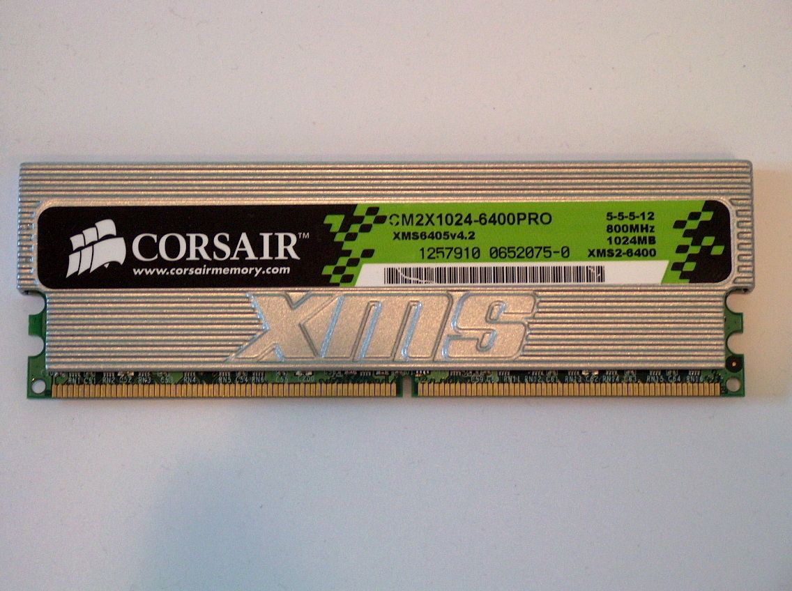 Corsair Pro Series RAM DDR2, 1GB, PC6400 (PC 6400), 800 MHz, 5 5 5 12