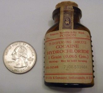 vintage medicine bottle cocaine hydrochloride