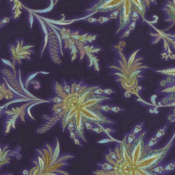 Valley of Kings Ornate Foliage Purple Cotton Fabric BTY for Quilting