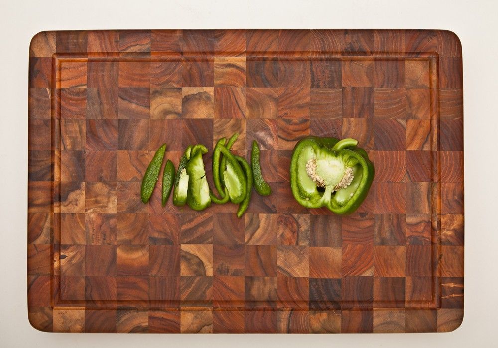  Rectangle End Grain Canal Cutting Board w Hand Grip Juice Canal