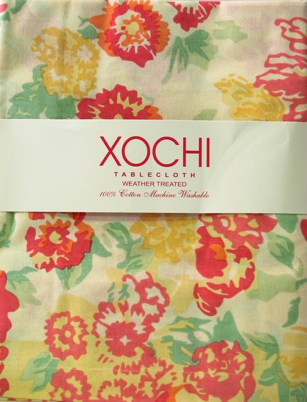 Xochi Border Tablecloth Ariane Coral 70 RD Treated New