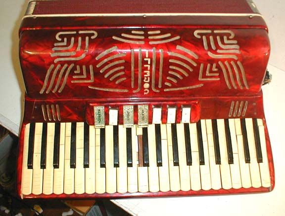 Corelli Red Pearl Accordian Working Condition Estate Sale