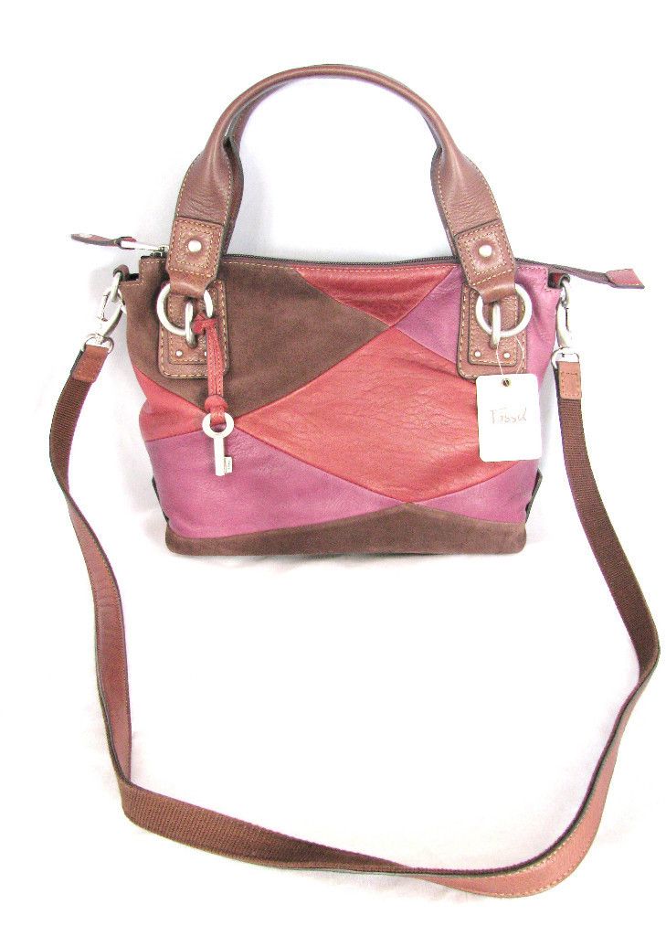 Fossil Corrine Patchwork Leather Purple x Body Bag New