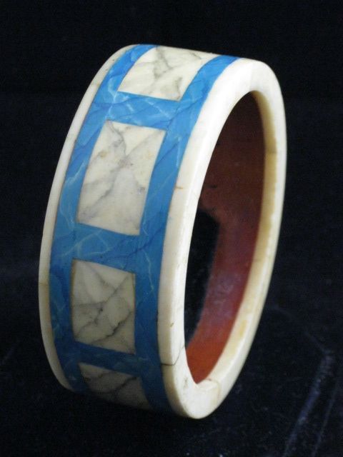 Crawford Vintage Antique Bracelet Cuff Bakelite Ox Bone Faux Ivory