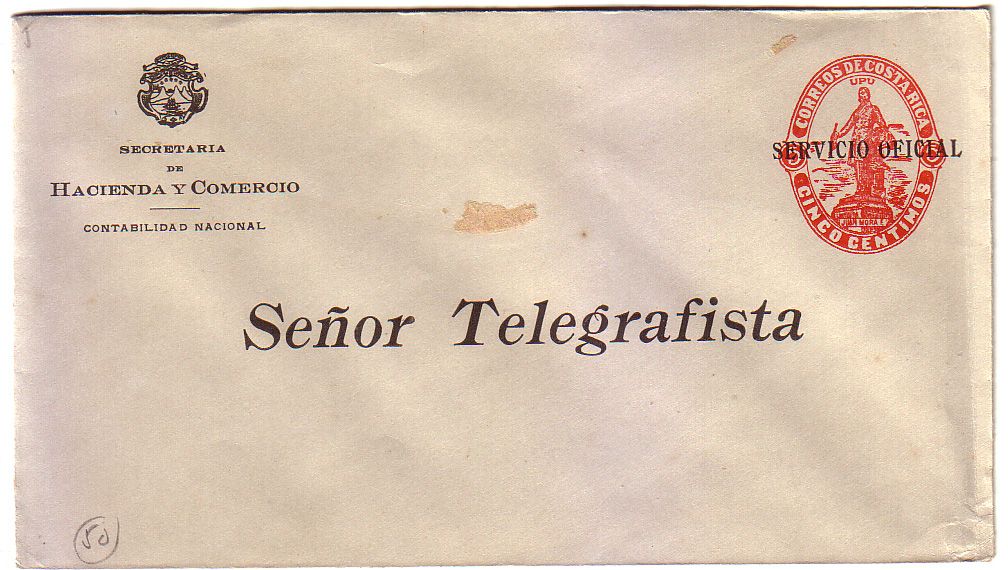 Costa Rica Official PSE Señor Telegrafista 5 cts Red