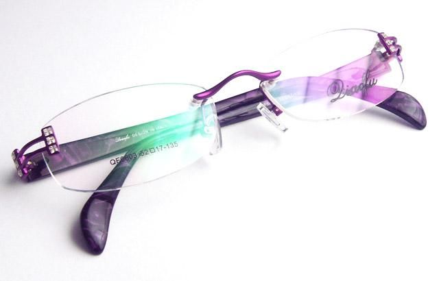 Crystal Eyeglass Frames Ladies Rimless Optical Purple On Popscreen