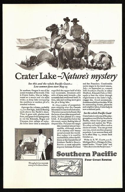 Southern Pacific Crater Lake Prospectors Horses Cascade Mountains 1929