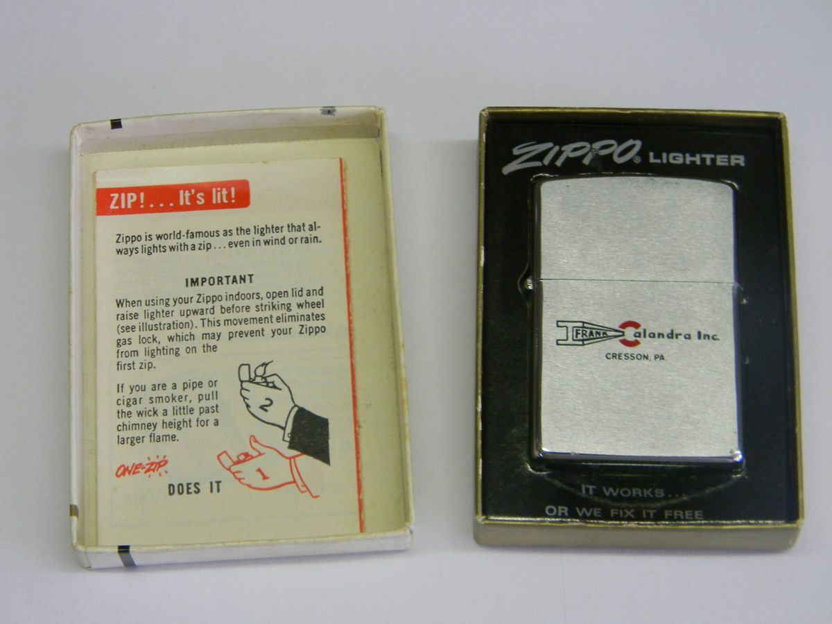 Vintage 1970s Zippo Lighters Frank Calandra Cresson PA w Box RS