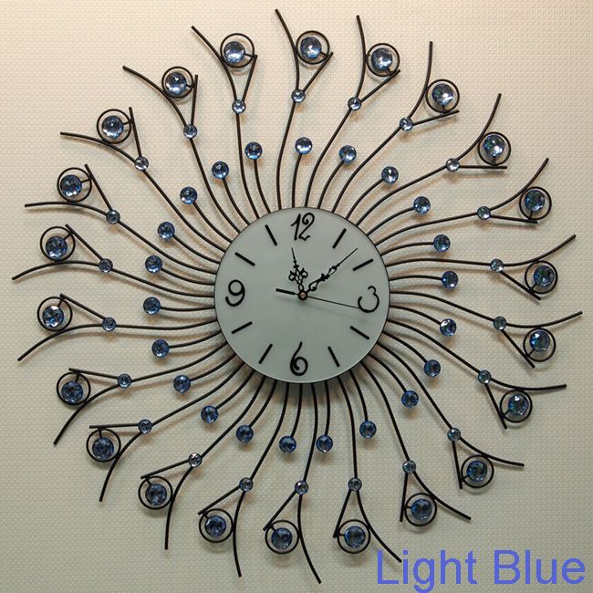Retro Big Wall Clock 71cm Steel Arm with Glass Crystal Decor Dark and