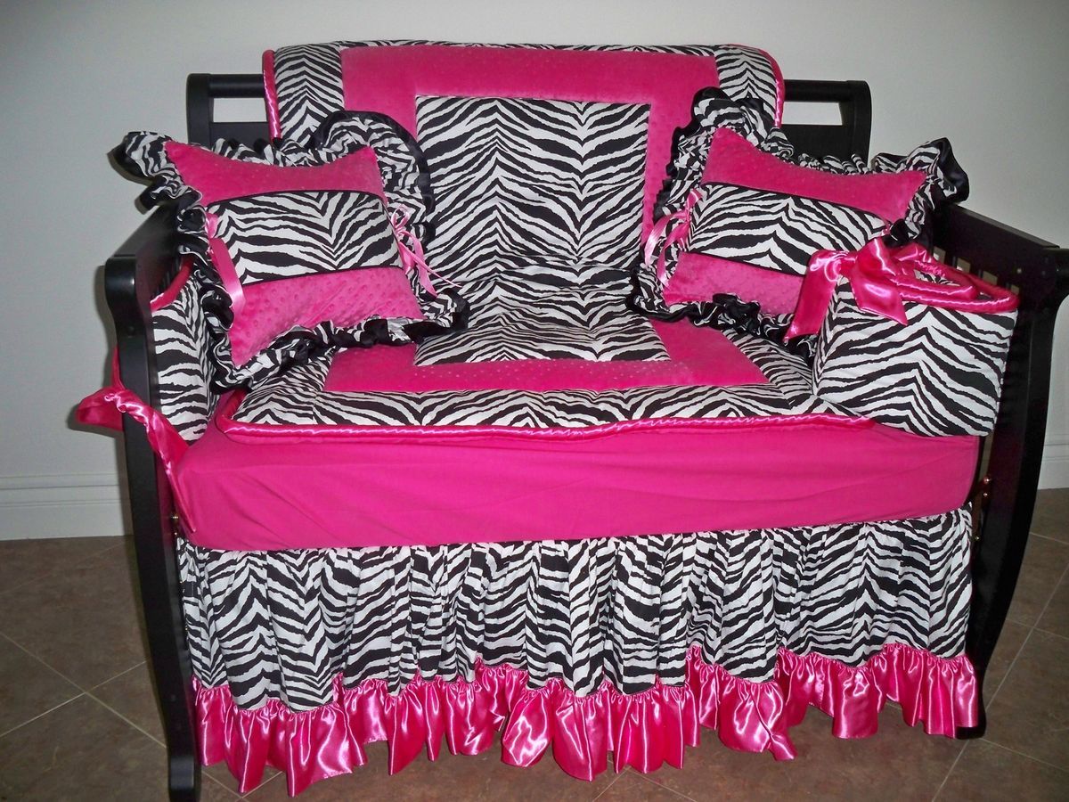 Pink and Zebra CRIB SET Baby Girl Bedding from Le Baby Originals