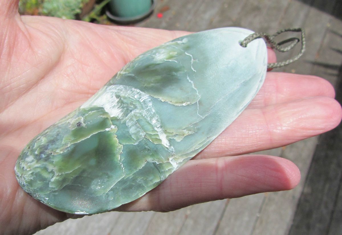  NZ Greenstone Pounamu Jade Maori Ripi Knife by Dallas Crombie