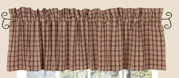 Brown Windowpane Check 72w x15 5L Window Valance