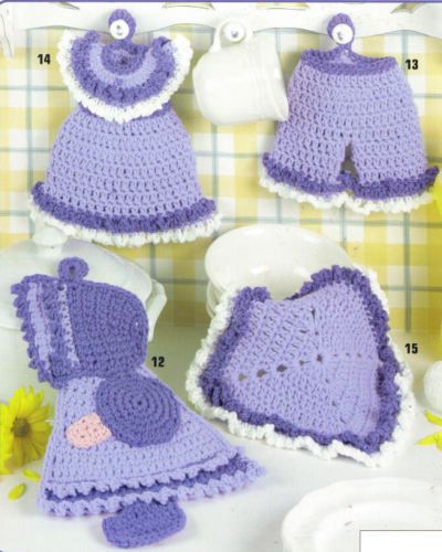  Pot Holder Patterns Dishcloths Dress Bloomers Kitchen Basics in Cotton