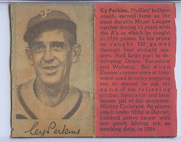  1949 Philadelphia Bulletin CY Perkins Phillies