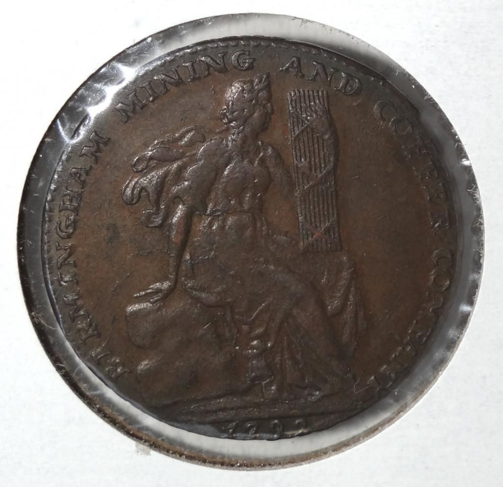 1792 Warwickshire Birmingham D H 103 Conder Halfpenny Stronger Details