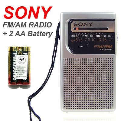  Portable FM AM Radio, Analog Tuner, Speaker, ICF S10MK2 + 2 AA Battery