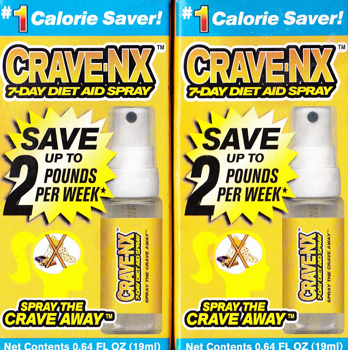 CRAVE NX Orange Flavor 7 Day Diet Aid Spray Weight Loss 64oz 19ml x