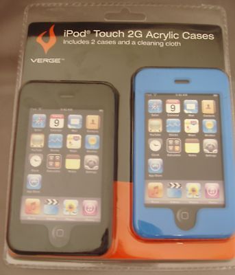 iPod Touch 2G NIB Acrylic Cases   Set of 2 (1 Black&1 Blue)or(1 Hot