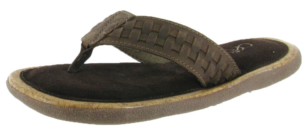 Crevo Phoenix Leather Suede Padded Flip Flops Mens Sandals Shoes Sz