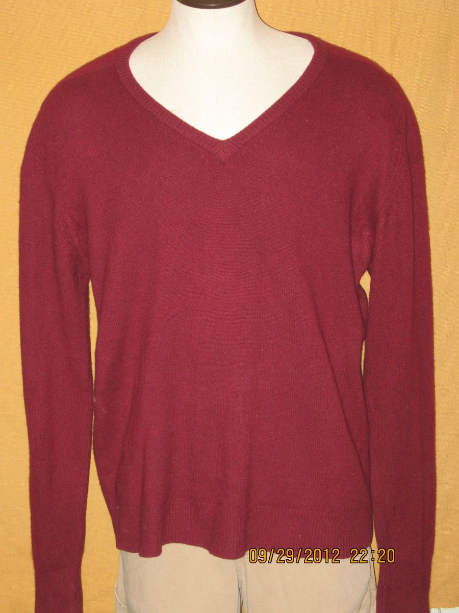 Mens  100 Cashmere Sz XLT Big Tall Burgundy V Neck Sweater