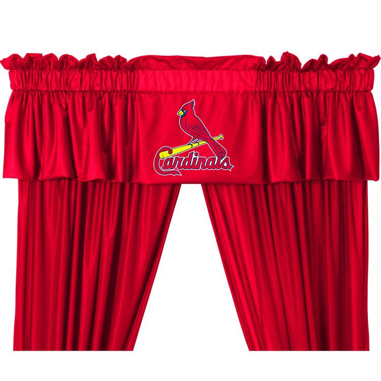  Cardinals Drapes Valance Set Baseball Window Treatment Curtains