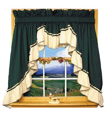 Dolly Country Ruffled 3 PC Swag Curtain Valance Set