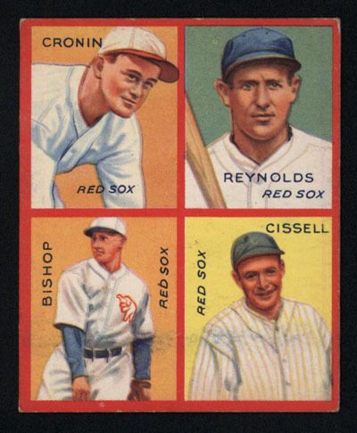 1935 Goudey Joe Cronin Max Bishop Bill Cissell Carl Reynolds