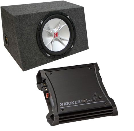 KICKER CAR AUDIO 12 CVR12 CVR SEALED SUB BOX & AMP ZX400.1 AMPLIFIER