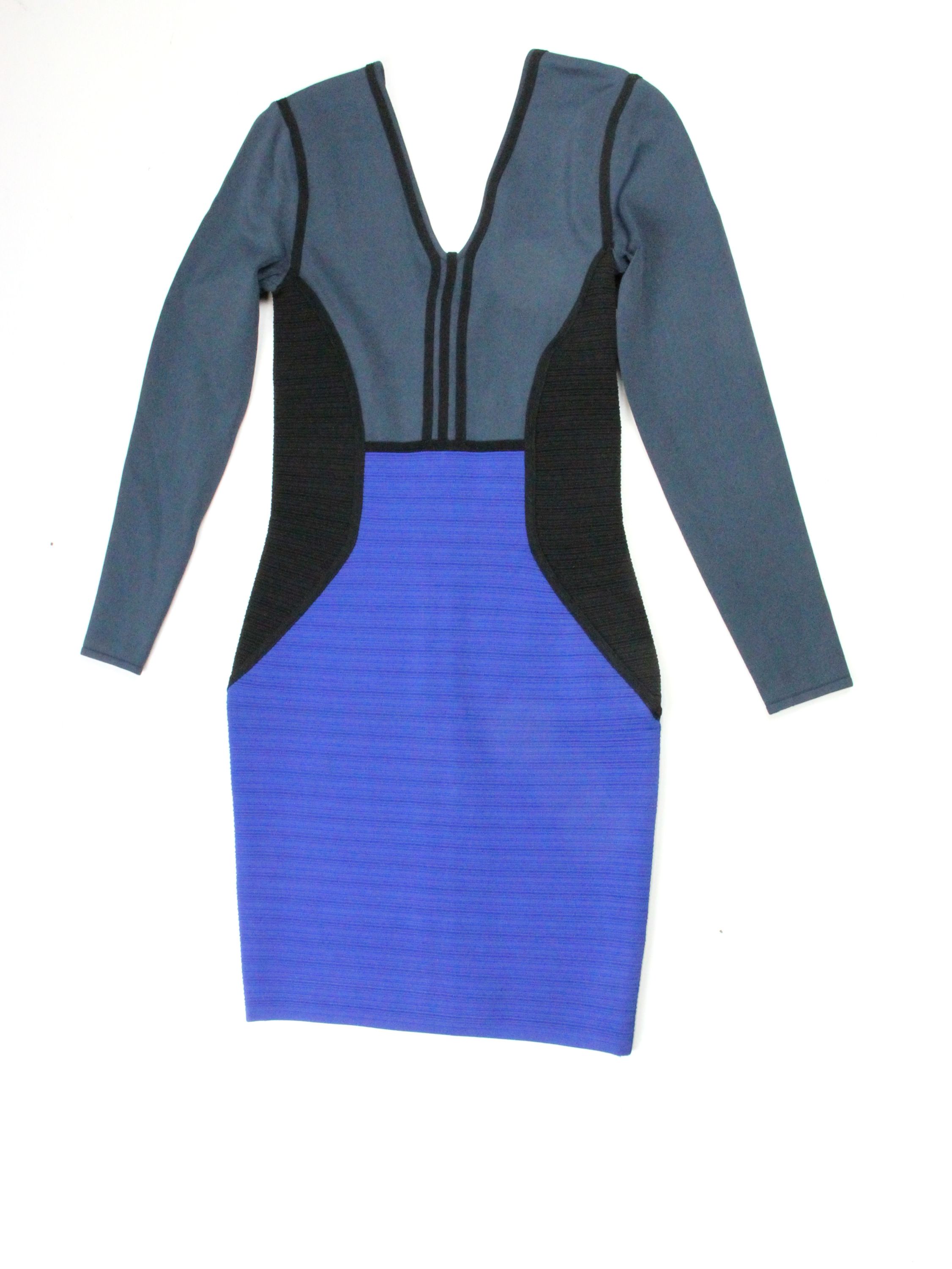 Cut25 womens techno colorblock v neck long sleeve dress $480 New