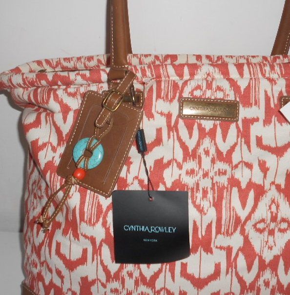 New Cynthia Rowley 17 Weekender Travel Tote Bag Orange Navajo Print