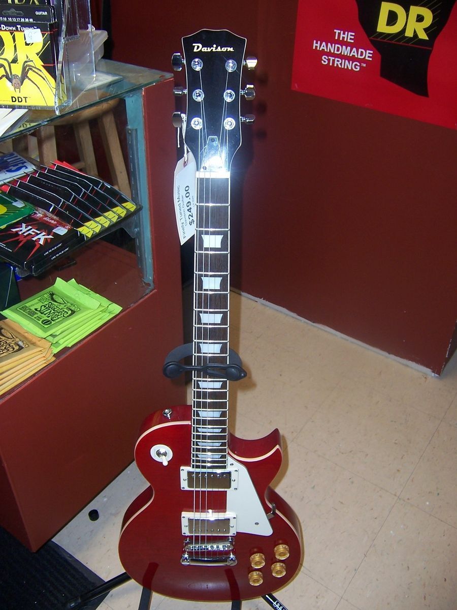 Davison Transparent Red LP Single Cutaway Electric Guitar