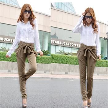  Fitted Chinos Trousers Straight Leggings Slim Skinny Pants