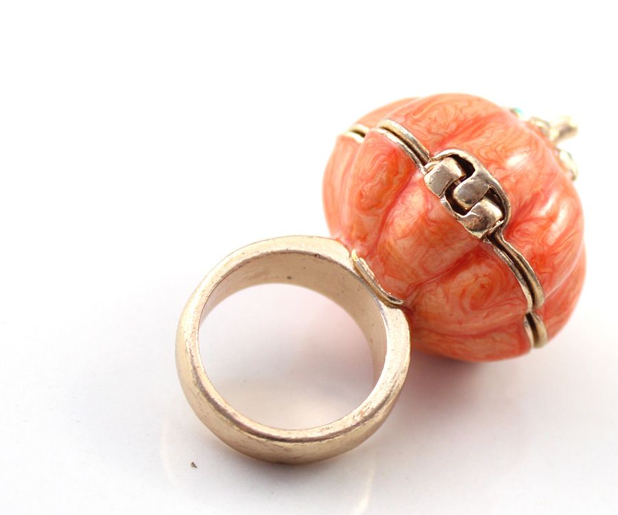 Antique Cute Orange Halloween Pumpkins Ring Elegant Womens Fashion