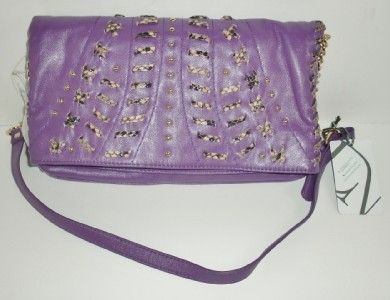 Danielle Nicole Purple Leather Like Tassel Clutch Shoulder Handbag