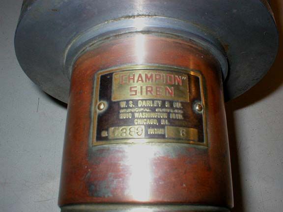 Antique Siren Champion Darley 6 Volt Good Condition Fire Chiefs Car