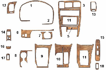 Toyota 4 Runner 4Runner SR5 Limited Interior Wood Dash Trim Kit 1996