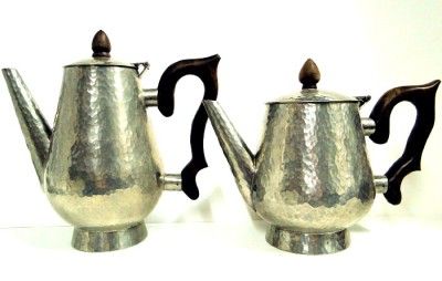  ALUMINUM COFFEE TEA SERVING SET w/CANDLE HOLDERS 6 PC SGND DAN MILLER