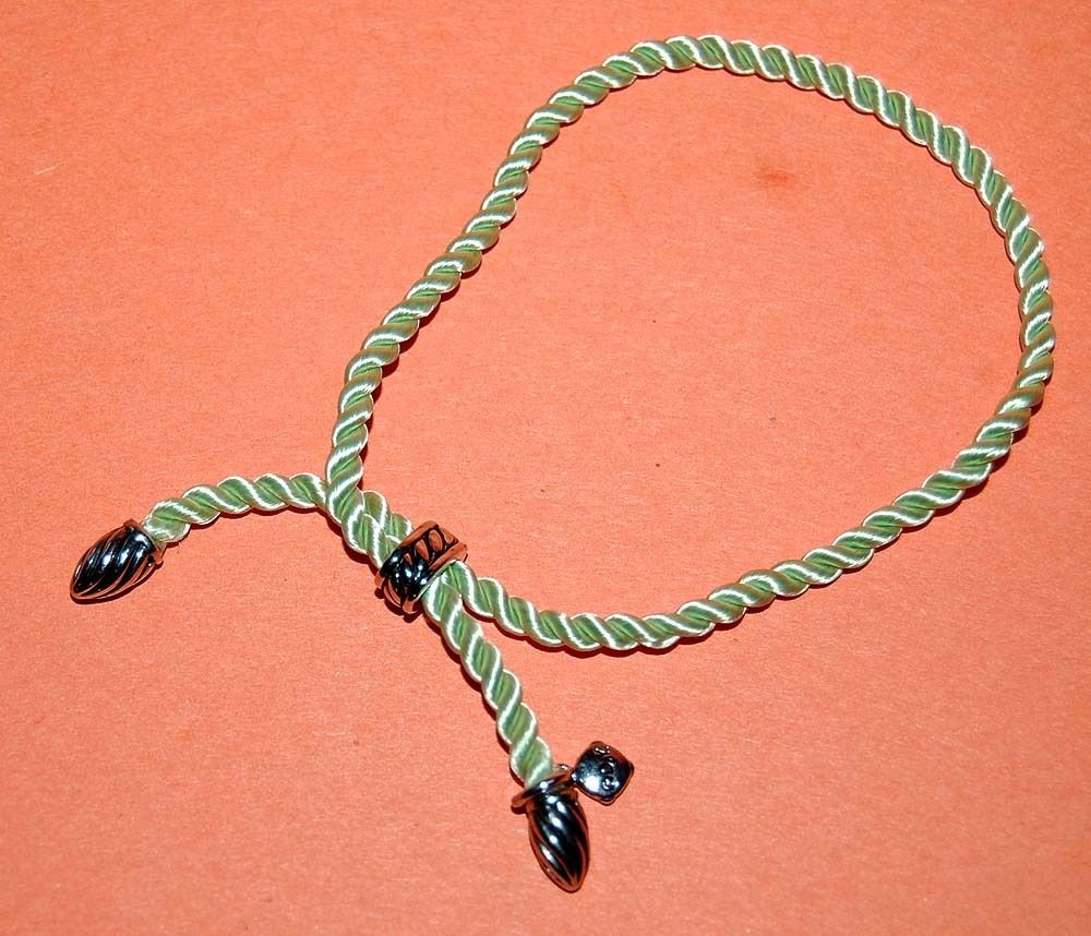 David Yurman Green Silk Cord Sterling Silver Bracelet New