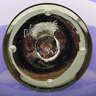 Signed DAVID GARCIA Lavender Murrini Clamshell Art Glass Bowl