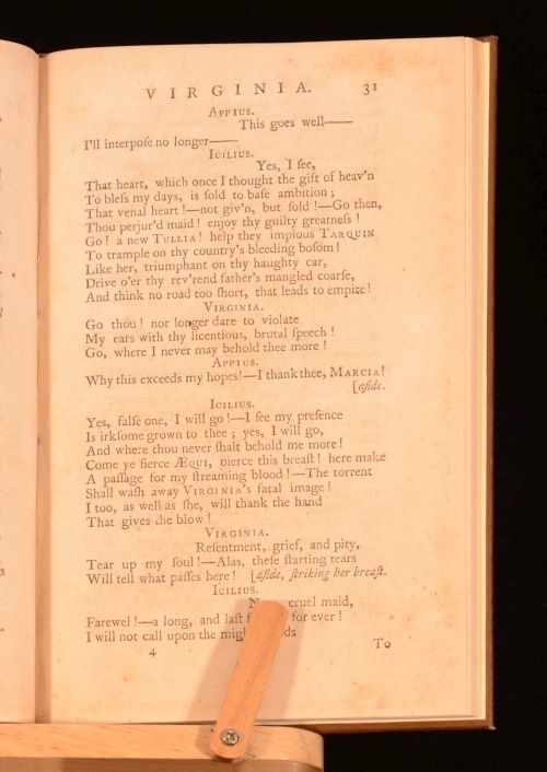 1754 VIRGINIA Tragedy Theatre Royal Drury Lane Samuel Crisp