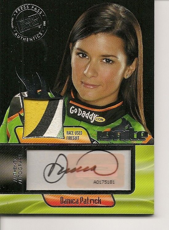 DANICA PATRICK PASS 2012 IGNITE AUTHENTIC AUTOGRAPH RACE USED FIRESUIT