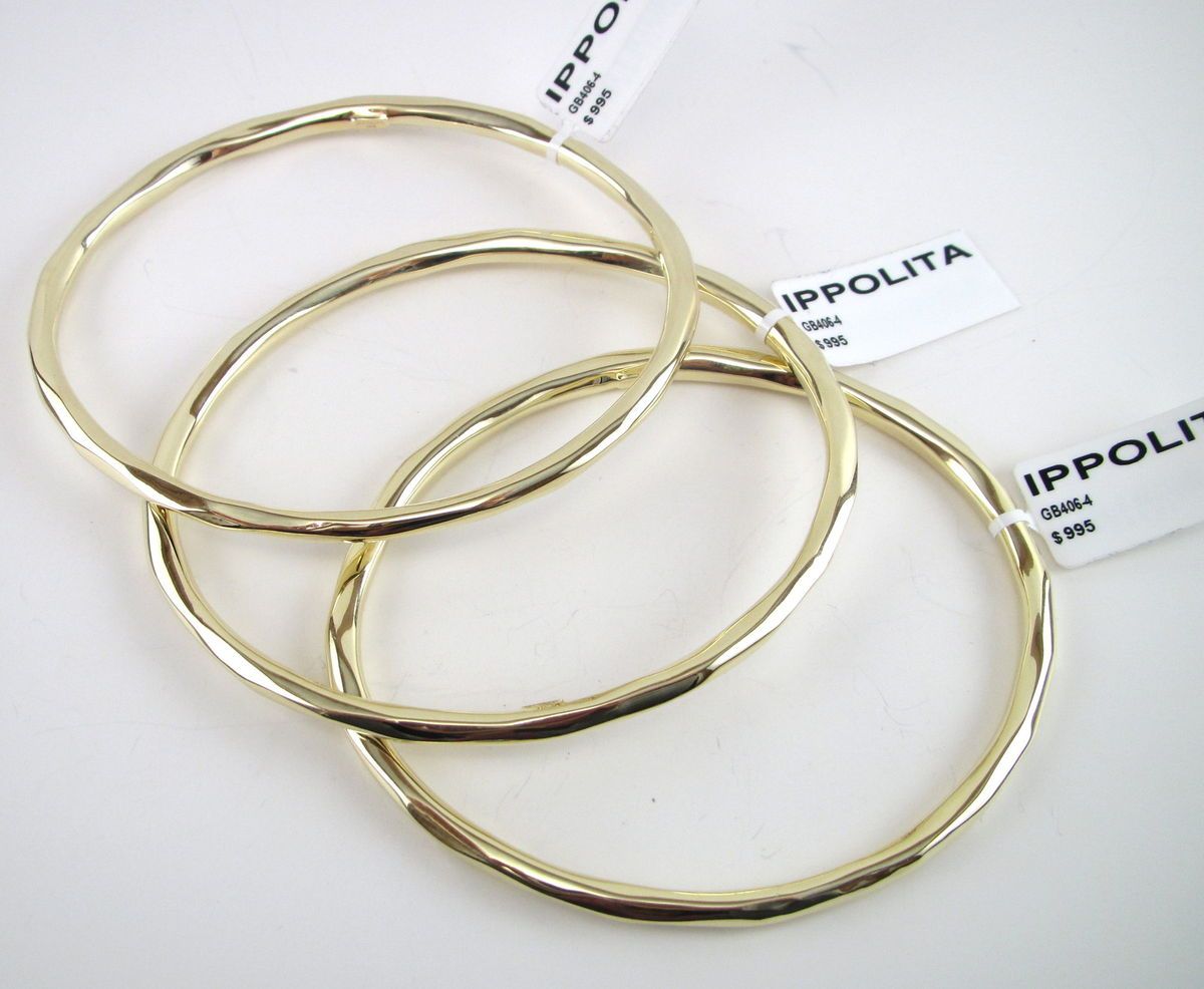 IPPOLITA Yellow Gold Faceted Gl Bangle Bracelet Large Size 4 $