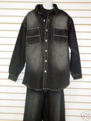 MENS GODBODY DENIM JEANS AND JACKET TWO PIECE SET SIZE 3XL 42X33