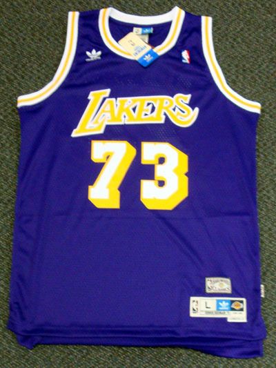 DENNIS RODMAN AUTOGRAPHED SIGNED LAKERS PURPLE JERSEY PSA DNA