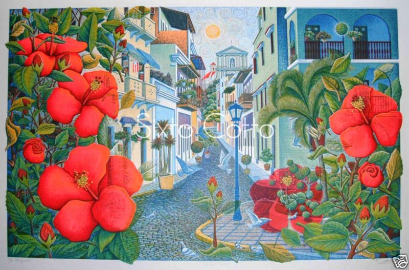 Paseo Florido de Sixto Cotto Puerto Rico Serigraph