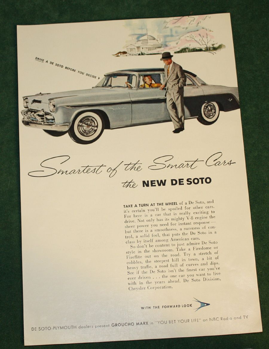 Vintage 1955 de Soto Chrysler Fireflite Ad Nat Geo