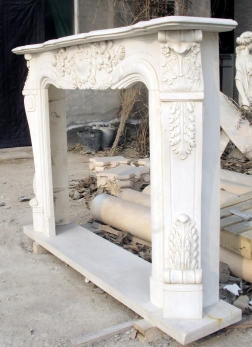 French Victorian Design Hand Carved Marble Fireplace Mantel