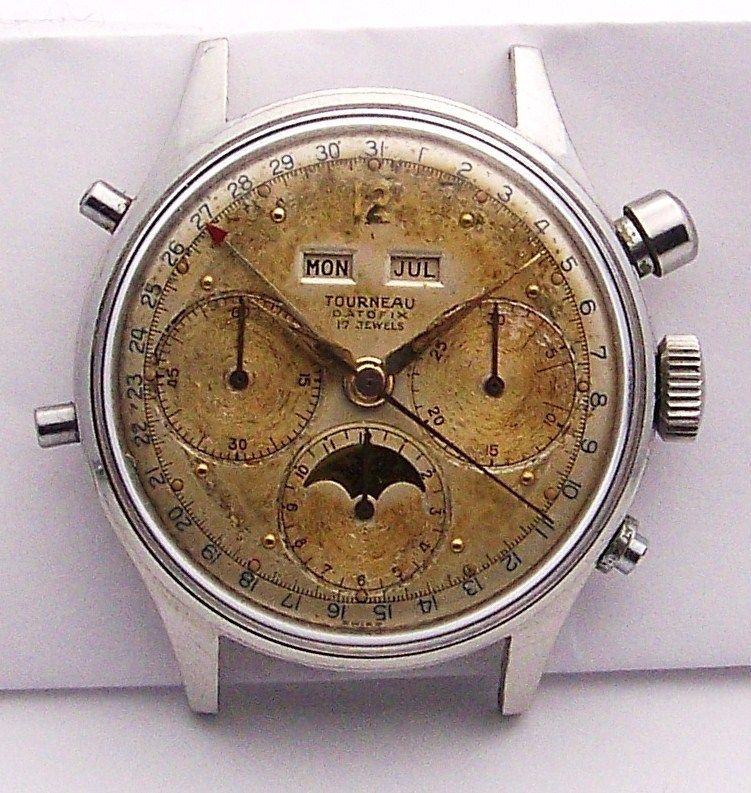 Vintage Stainless Valjoux 88 Tourneau Datofix Moonphase Calendar